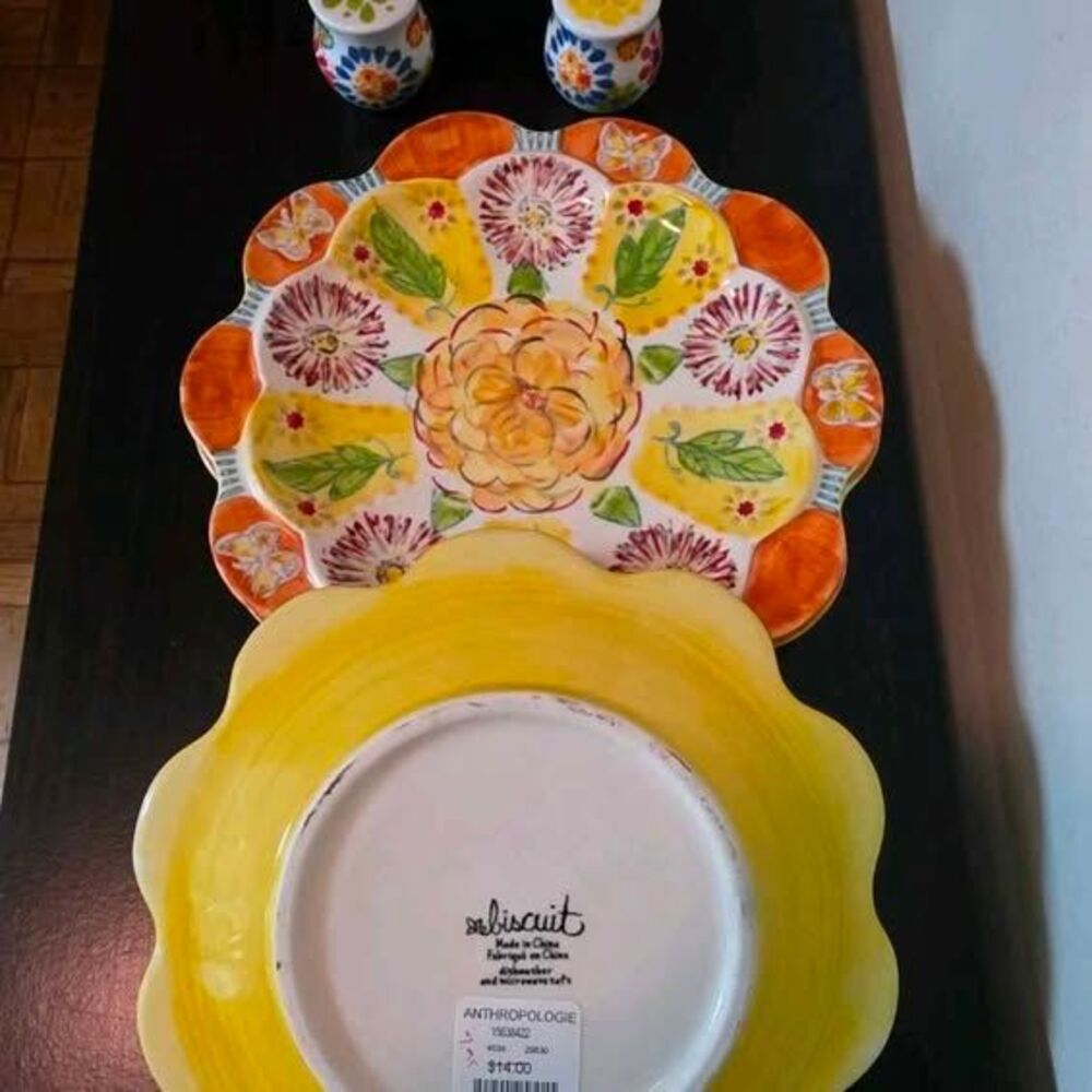 Rare Vintage Anthropologie "Biscuit" Ceramic Serving Set (6 pieces)